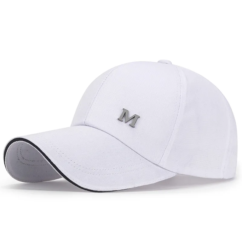 Adjustable Men\'s Sports Cap Stylish Baseball Cap M Letters Long Brim Snapback Hat Leisure Casual Breathable Sunscreen Peaked Cap