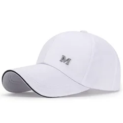 Adjustable Men's Sports Cap Stylish Baseball Cap M Letters Long Brim Snapback Hat Leisure Casual Breathable Sunscreen Peaked Cap