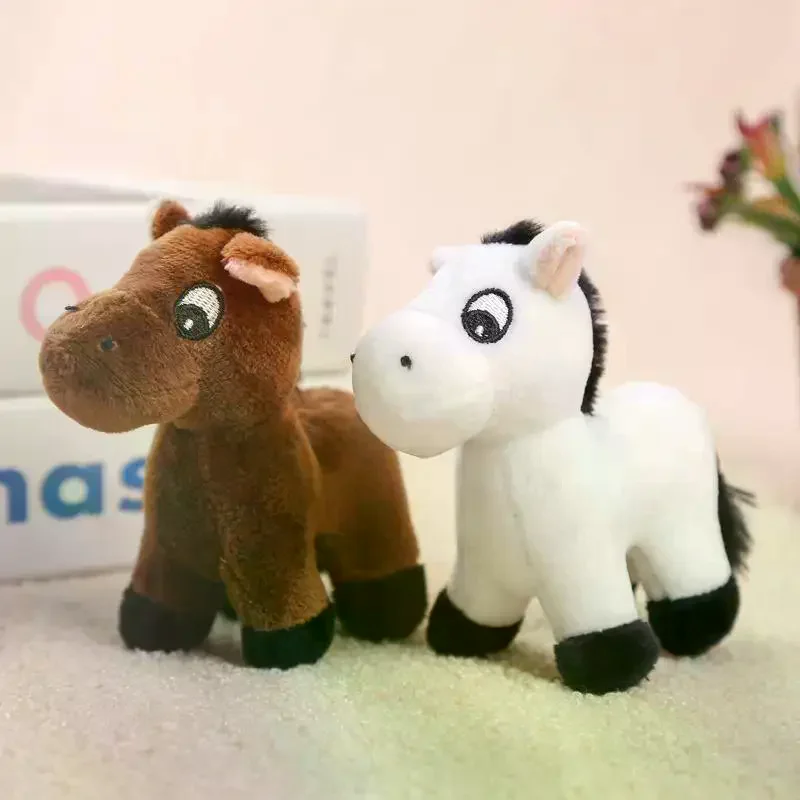 1Pcs Cartoon Pony Anhänger Stofftier Pferd Plüsch Spielzeug Schlüssel Ring Rucksack Ornamente Hängende Dekoration