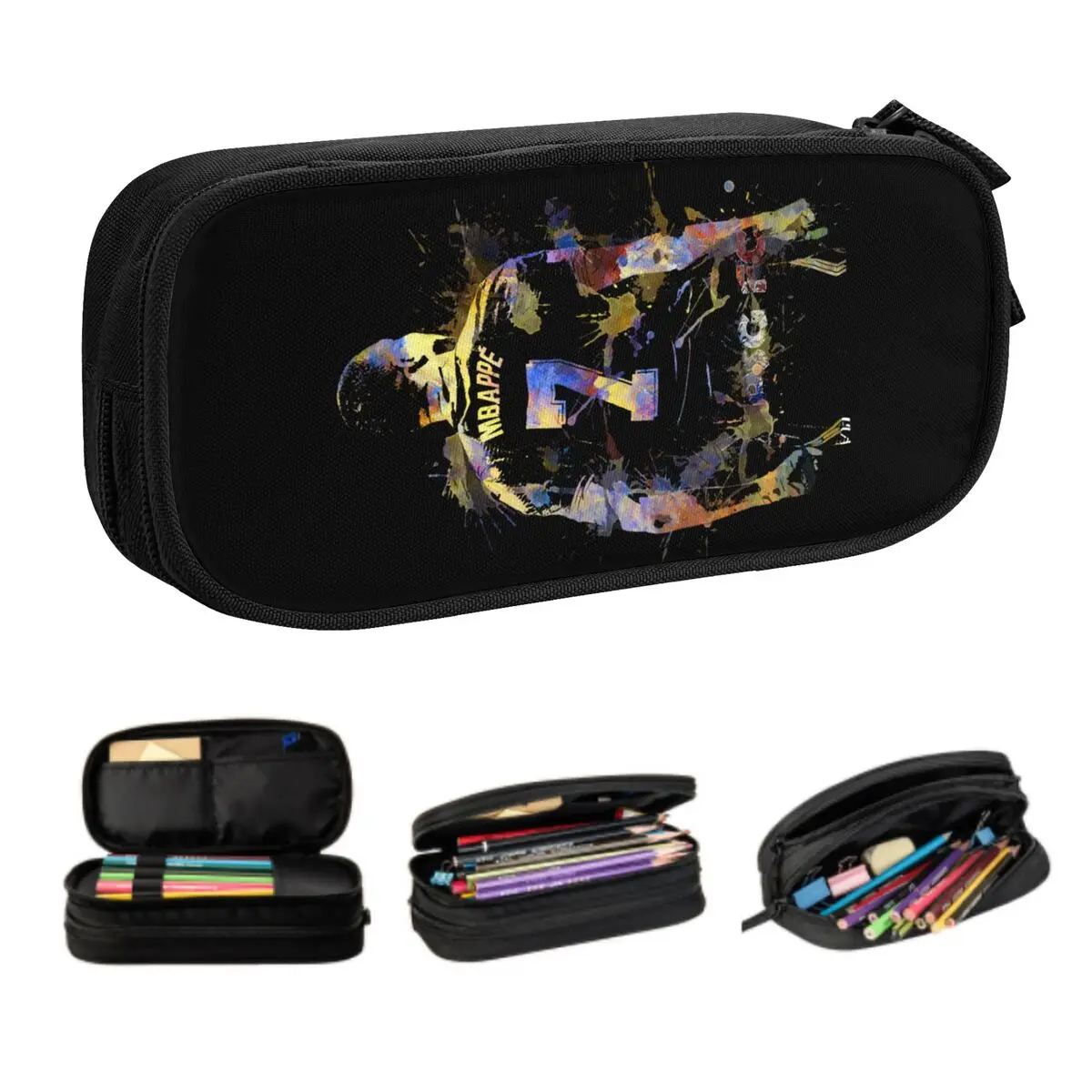 Custom Soccer Gift Mbappes Meme Kawaii Pencil Cases Boy Girl Large Capacity Football Lover Pencil Pouch Student School