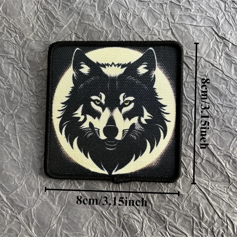 Wolf Printed Patch Stickers on Clothes Morale Badge Military Tactical Patches Backpack Armband  Hook and Loop Applique
