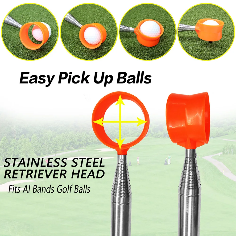 9ft/12ft Comfortable Handle Golf Ball Pickup Telescopic Extandable Golf Ball Picker Stainless Steel Golf Supplies