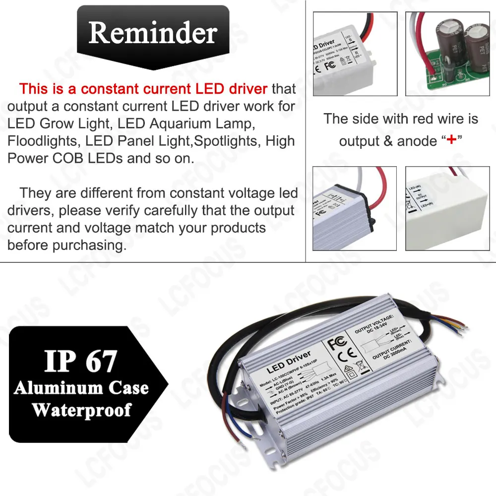 100W 120W LED Driver IP67 Waterproof 900mA 1200mA 1500mA 1800mA 2100mA 2400mA 2700mA 3000mA 3600mA 4200mA  Lighting Transformers