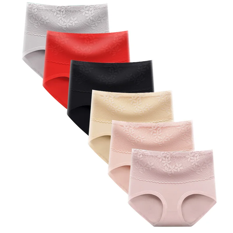 Women's High Waist Seamless Panties Butt Lifting Belly Slimmer Elastic Briefs Soft Breathable Solid Color Ladies Lace Underpants