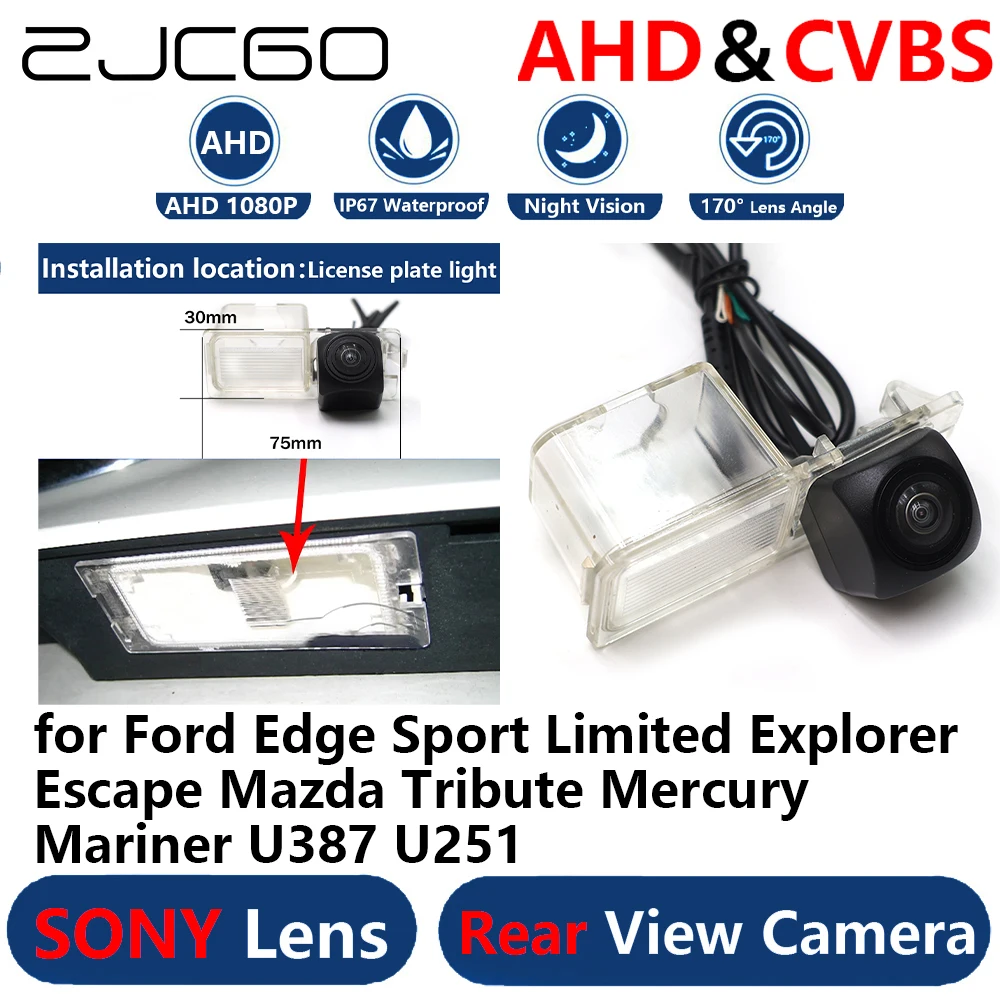 

AHD 1080P Parking Backup Reverse Rear view Camera for Ford Edge Sport Limited Explorer Escape Mazda Tribute Mercury Mariner U387