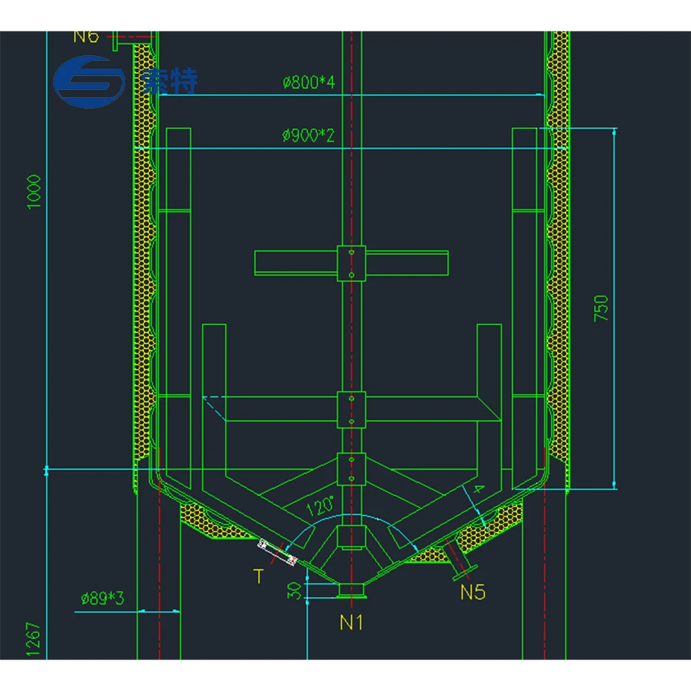 Cristallizzatore continuo per piante di zucchero per uso alimentare da 500 litri ad alta efficienza per una produzione alimentare efficiente