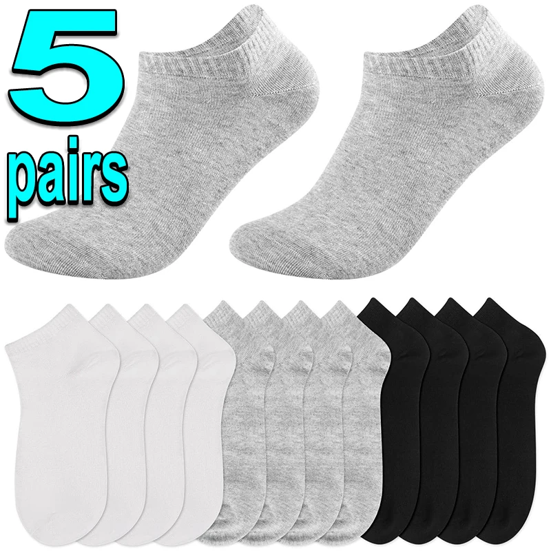 5pairs Low Black and White Gray Men\'s Socks Men\'s Men\'s Socks Breathable Sports Socks Men\'s Short Socks Women\'s Socks EU37-43