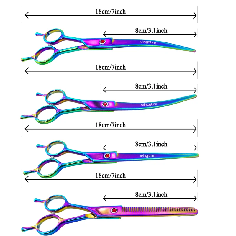 7Inch Pet Grooming Dog Scissors set Right and Left Hand Dog Grooming Hair Shears Professional Thinning Scissors