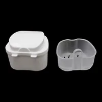 Boîte de bain pour prothèses dentaires, organisateur, boîte de rangement pour fausses dents, avec filet suspendu, conteneur de nettoyage des dents, boîtes pour dents artificielles 2