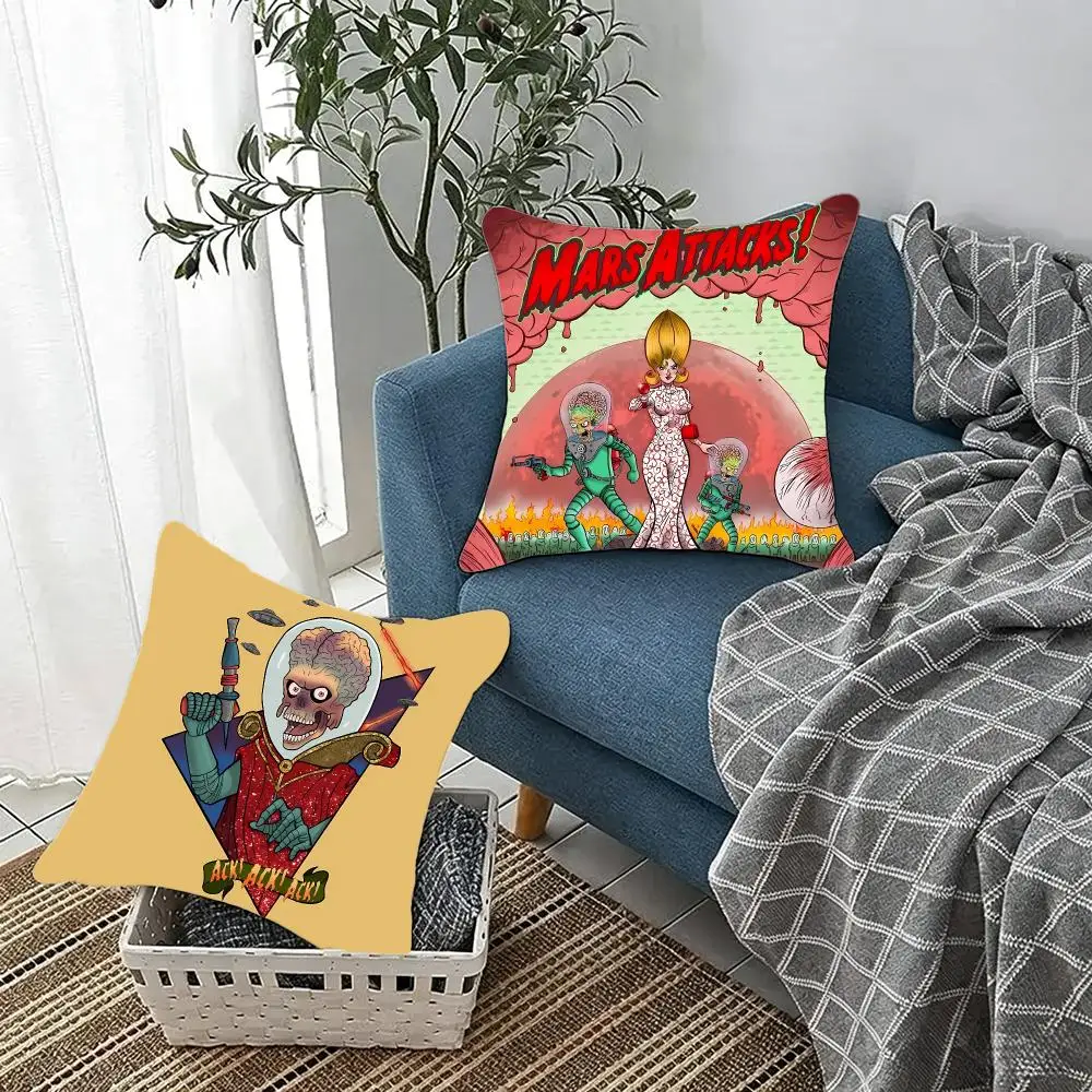 Sci-fi movie Mars Attacks! Cushion Cover Fluffy velvet Nordic style plush Living room sofa decorative