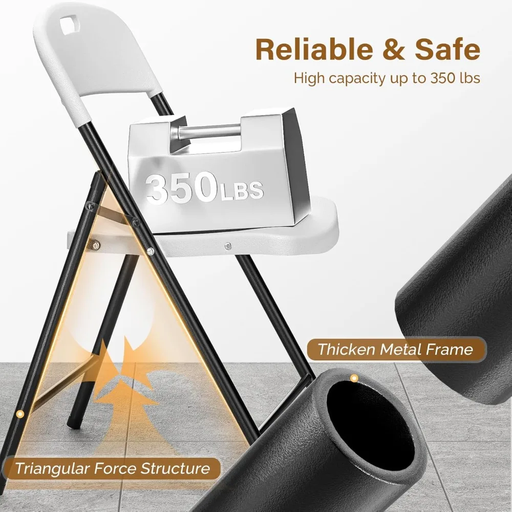 10 عبوات من كراسي بلاستيكية بيضاء قابلة للطي بإطار فولاذي متين للمناسبات الداخلية والخارجية