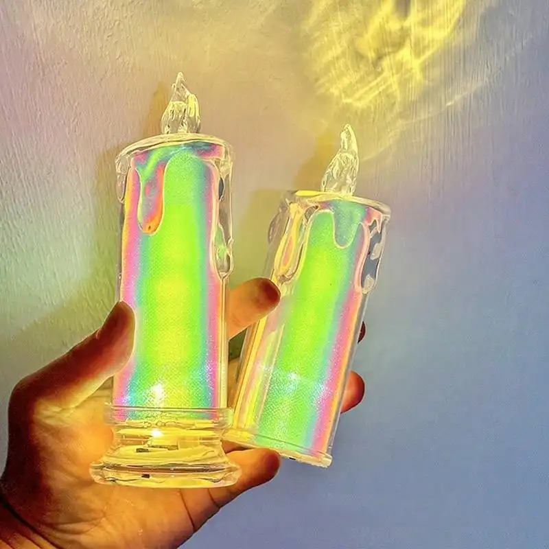 Crystal Candles LED Light Transparent Flameless Battery Power Lantern Night Lamp Wedding Party Birthday Xmas Halloween Decor