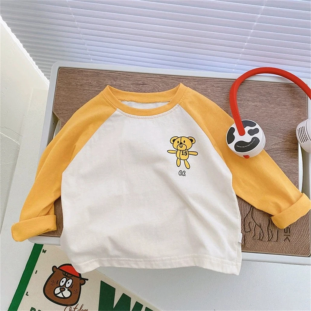 Rundhals-Raglanärmel für Kinder, modische, lässige Langarm-Pullover mit Cartoon-Print, dünne, schöne, einfache T-Shirts für Jungen und Mädchen. – Detail 2