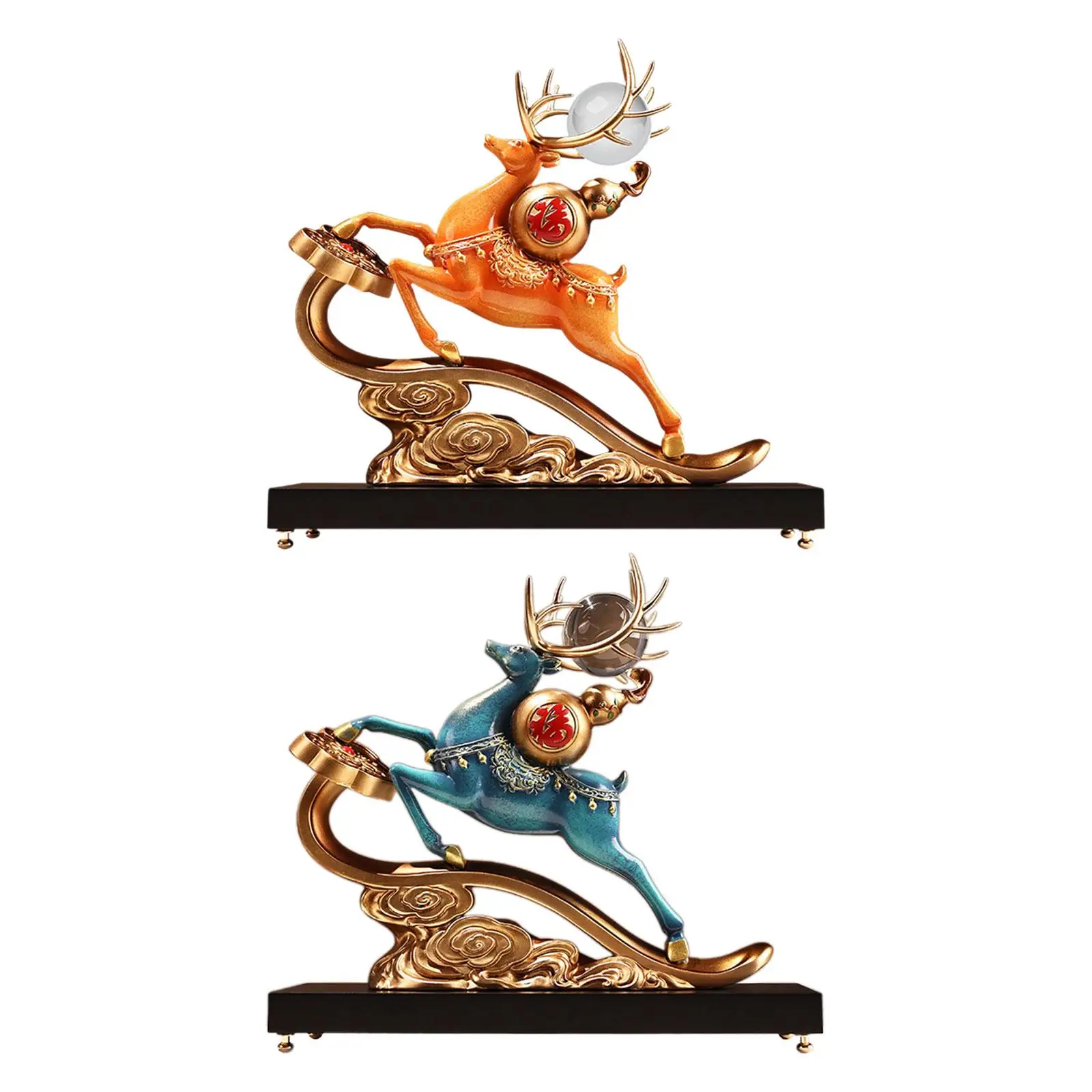 

Deer Sculpture Home Decor New Year Chinese Style Ornament Feng Shui Elk Figurine for Entrance Living Room Office Bedroom Desk