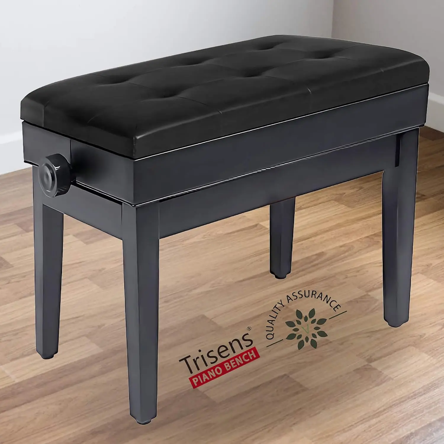 Piano Bench Wooden Piano Stool with Music Storage & Height Adjustable-PU Leather and Solid Wood