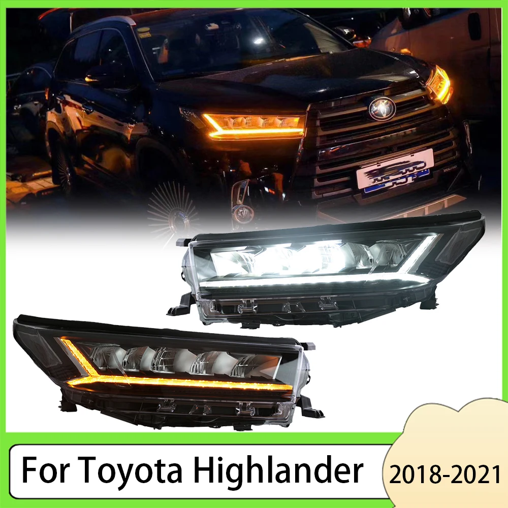 

Для Toyota Highlander 2018 - 2021 фара в сборе модификация светодиодная фара для дневных ходовых огней светильник Streamer сигнал поворота