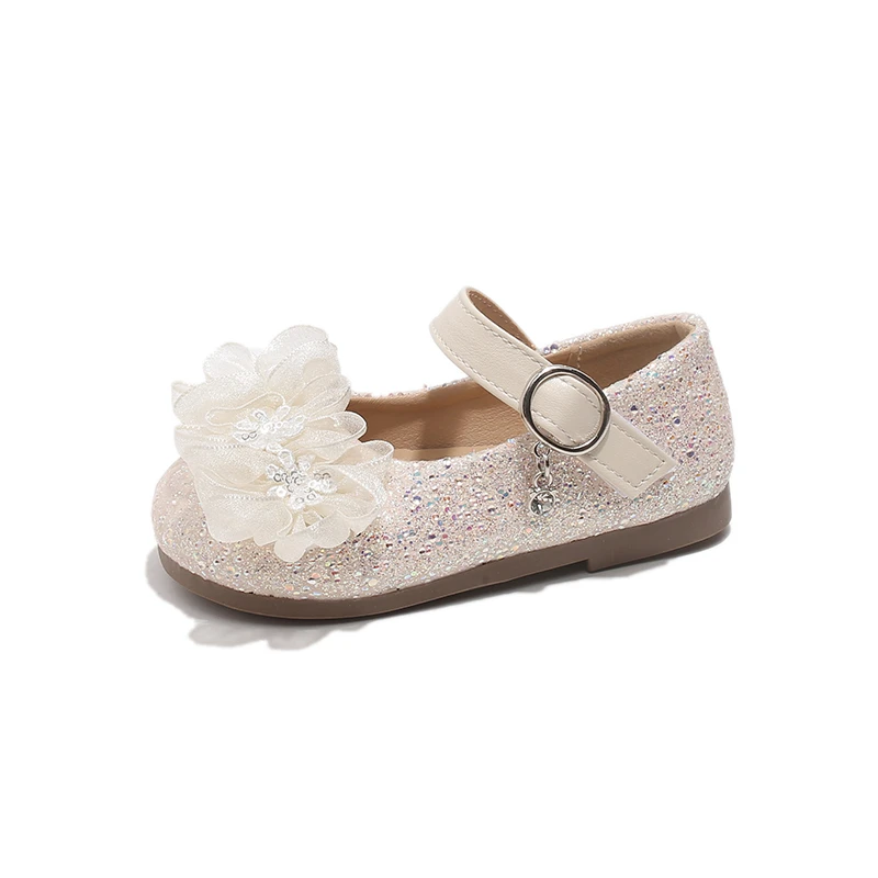 Girls Princess Crystal Shoes 2026 New Style Children's Crystal  Leather Shoe Baby Soft-soled Single  Flat Mary Jane Shoes