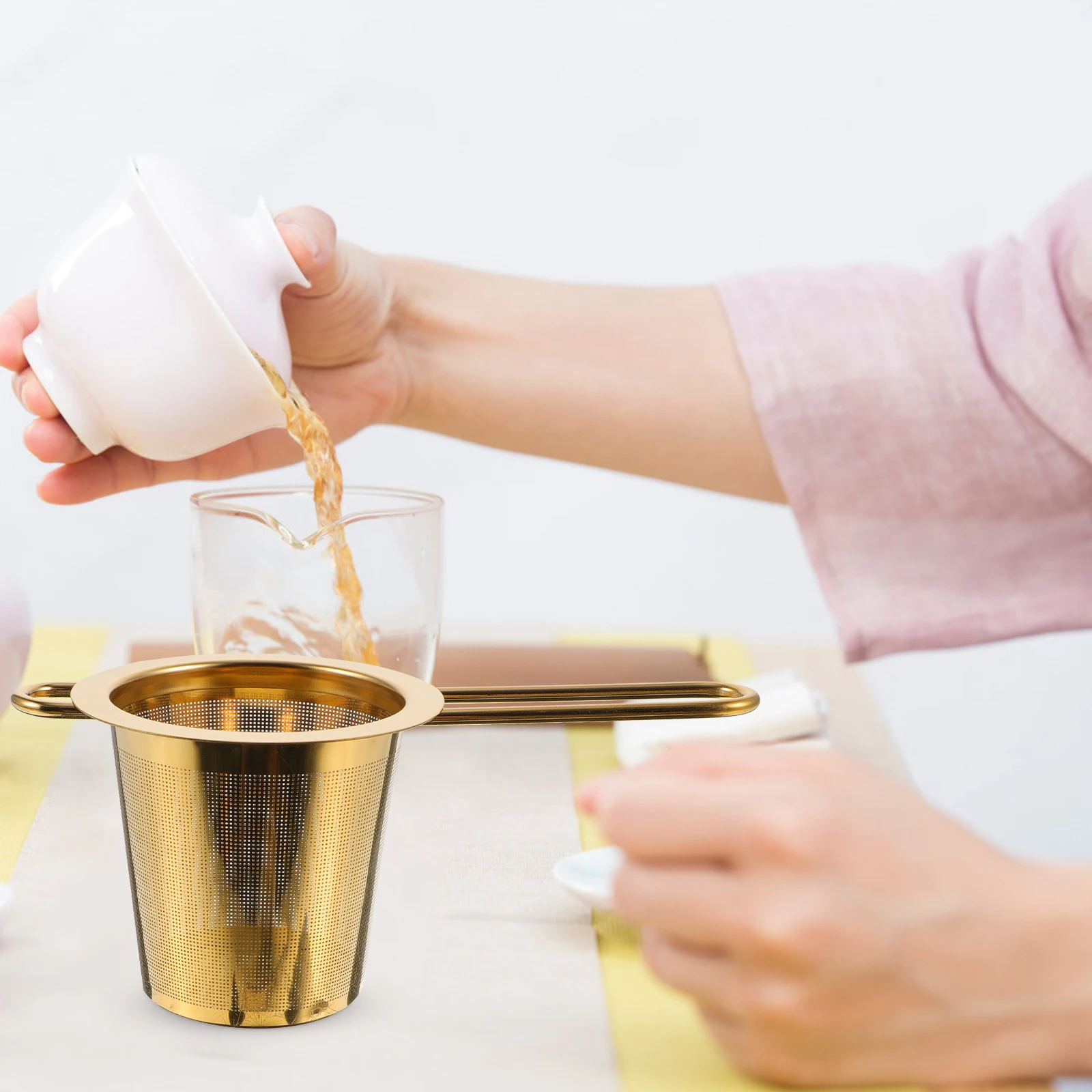 

Stainless Steel Filter Strainer Mesh Infuser for Loose Leaf Tea Golden Strong Healthy Gift Sieve Tea Filters