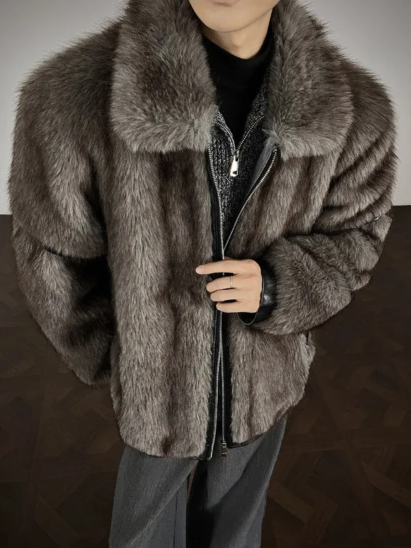 

Мужская легкая роскошная демисезонная куртка из полиэфирного волокна с подкладкой из искусственной кожи и меха, молодежный тренд