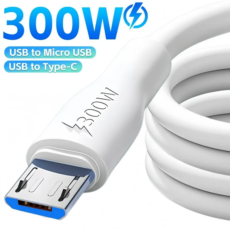 300W Super Fast Charging Cable USB C To Type C Micro USB Liquid Silicone Cable for Samsung IPhone 15 Pro Max S24 Xiaomi Huawei