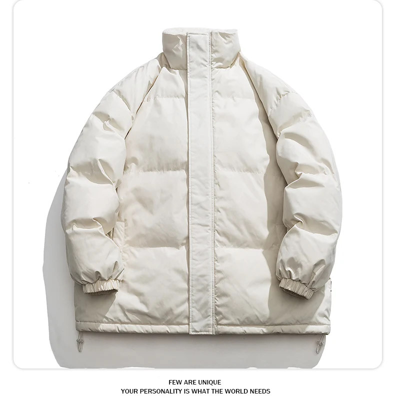 Mantel Katun Berlapis Bulu Tebal Pria Jaket Musim Dingin Hangat Tebal Mantel Pakaian Luar Fashion Kasual Pakaian Pria Kerah Berdiri
