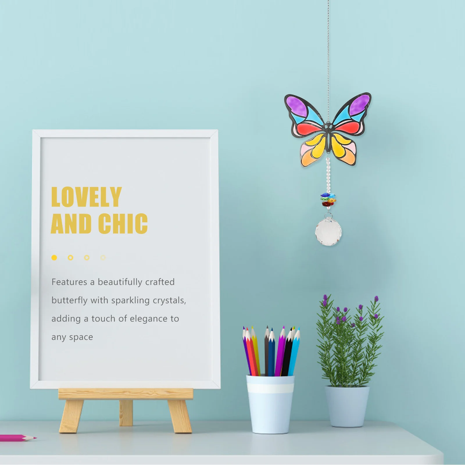 زينة معلقة على شكل فراشة كريستالية لتزيين النوافذ الأنيقة لحديقة المنزل المزخرفة للتعليق على الحائط لصائد الشمس