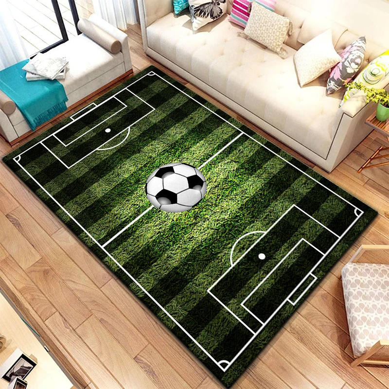 3D Soccer Football Sports Silhouette Pattern Carpet for Living Room Rugs Camping Picnic Mat Anti-Slip Rug Crawl Mat Fans Gift