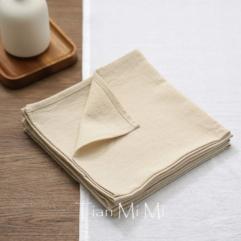 12pcs/set Washed Cotton Cloth Napkins 40x40cm Plain Soft Reusable Table Napkin for Wedding Christmas Party Dining