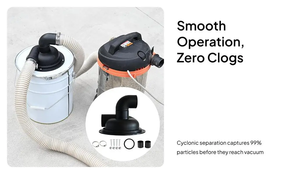 Vacuum Dust Separator Cyclone Cover with PP Filter Lid for Bucket Collector for Sand Plaster Chipboard Waste