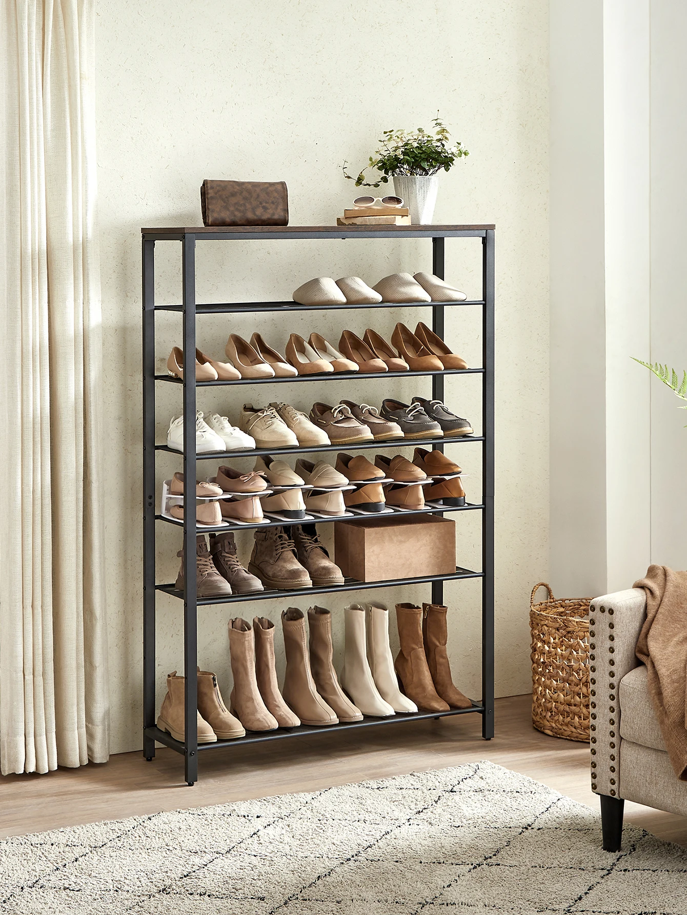 

VASAGLE 8 Tier Shoe Rack, Shoe Organizer For Closet, Entryway, 32-40 Pairs Of Shoes, Large Shoe Rack Organizer With 7 Metal M
