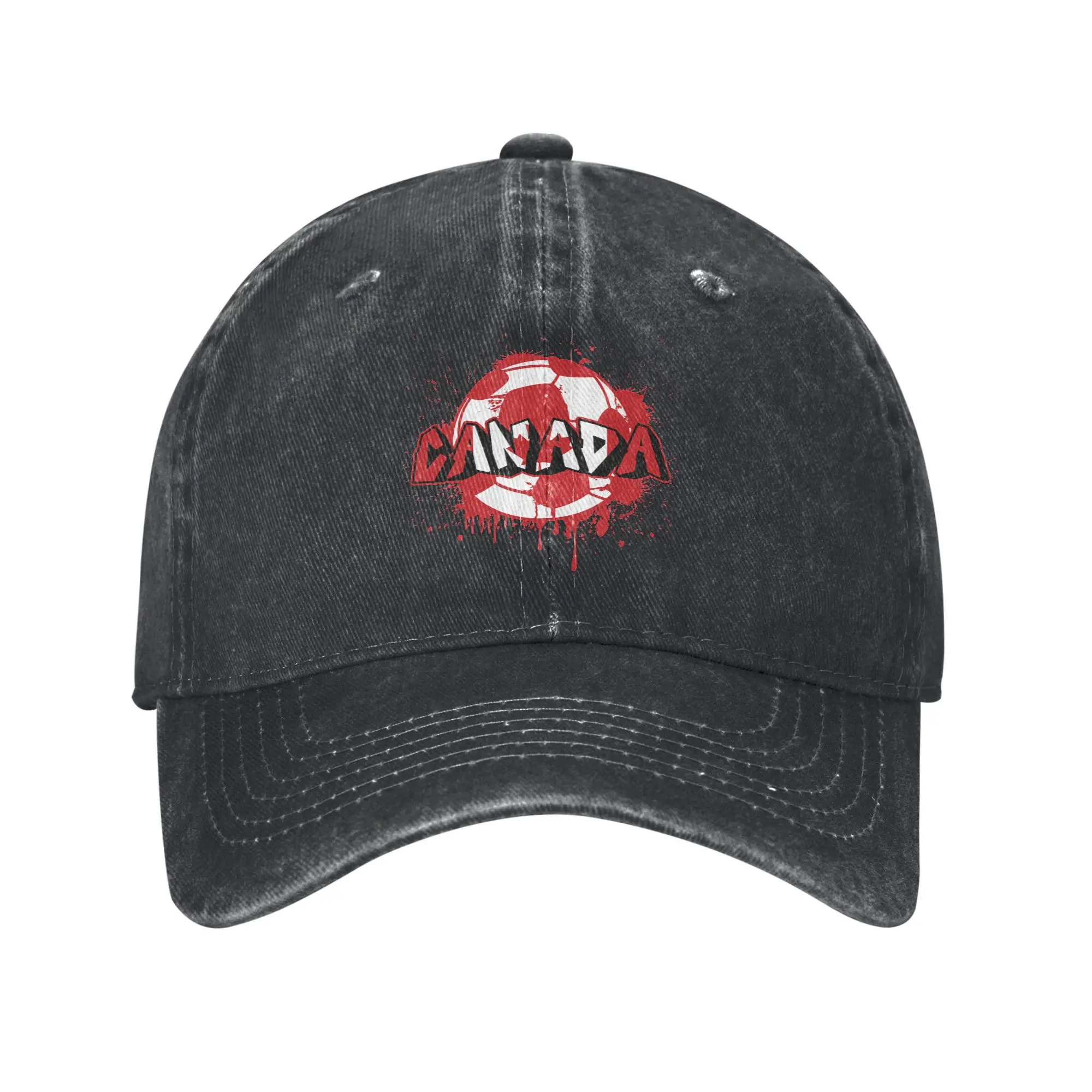 Canada Soccer Ball Canadian Flag Baseball Cap Casual Distressed Denim Washed  Sun Cap Unisex Summer Adjustable Fit Caps Hat