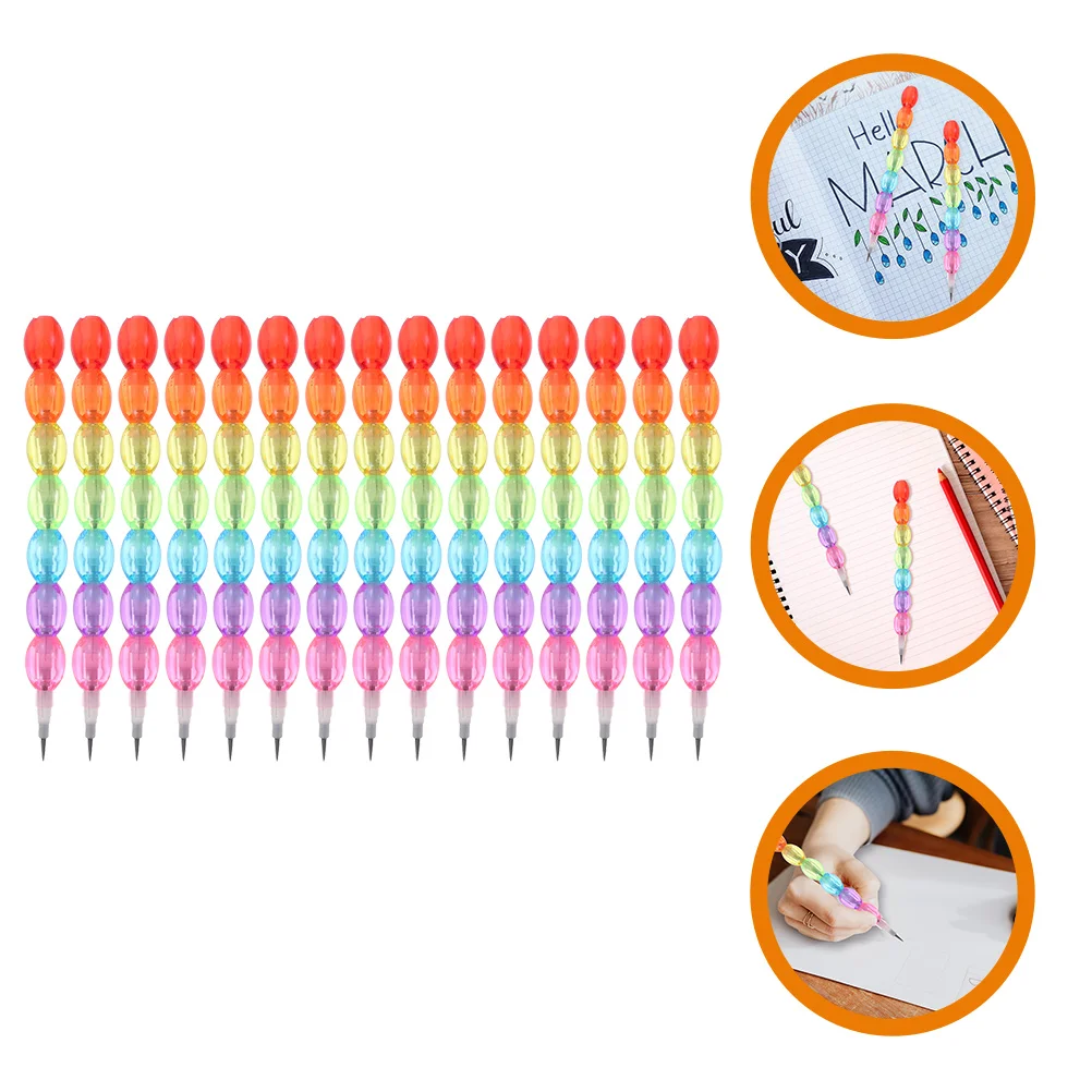

15 Pcs Non Sharpening Pencils Stackable Creative Design Plastic Material Student School Supplies Colorful Cartoon Fun Learning