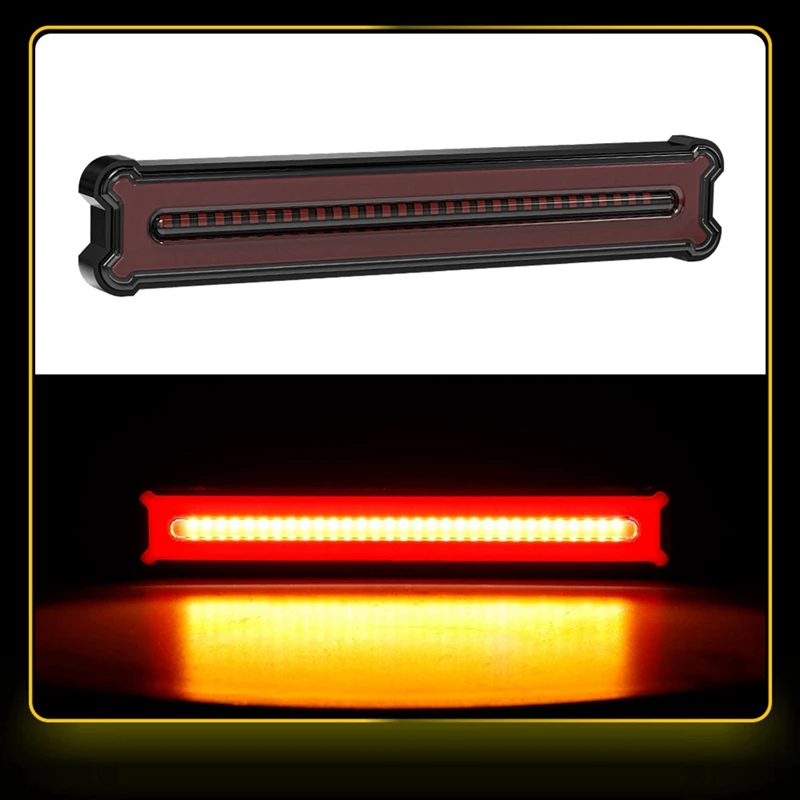 Rectangular LED Tail Light Bar Brake Indicator Rear Bumper Flowing Turn Signal Lamp DRL For Pickup Truck Semi Trailer RV