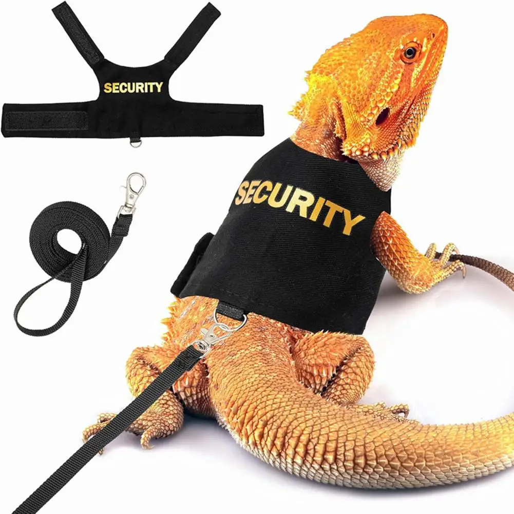 Lizard Leash Harness Breathable Soft Padding Reptile Bearded Dragon Vest Top with Hook And Loop Adjustable Small Animals Clothes