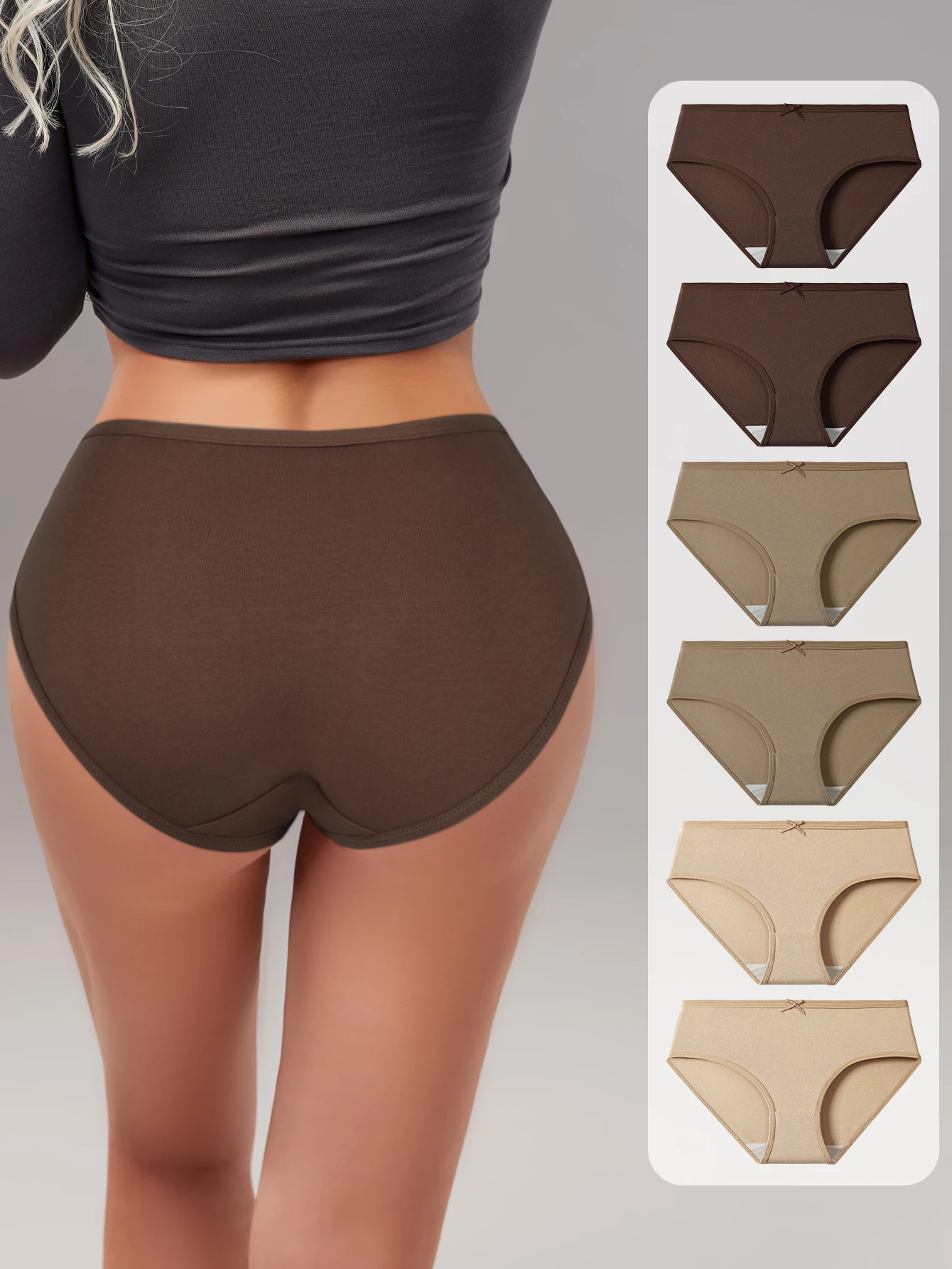 6Pcs Womens Seamless Cotton Underwear Mid Waist Breathable Antibacterial Soft Comfortable Full Coverage Briefs Panties