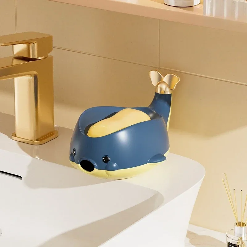 

New Whale Soap Box Large Household Toilet Drain Soap Box Storage Rack Cute Box Creative Dish Kitchen Soap Holder Bathroom