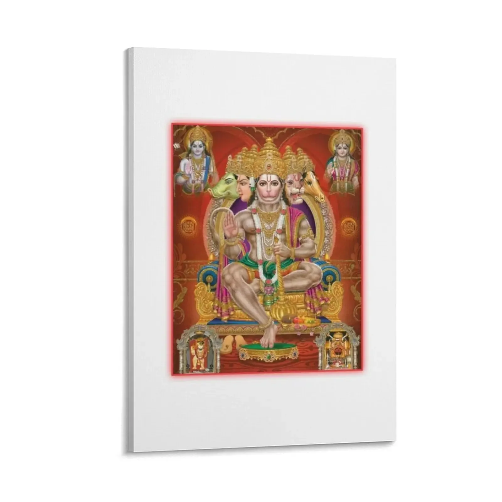 

Beautiful image of Panchmukhi Hanuman ji with the blessing of our almighty Lord Rama and Goddess Sita mata , Canvas Painting