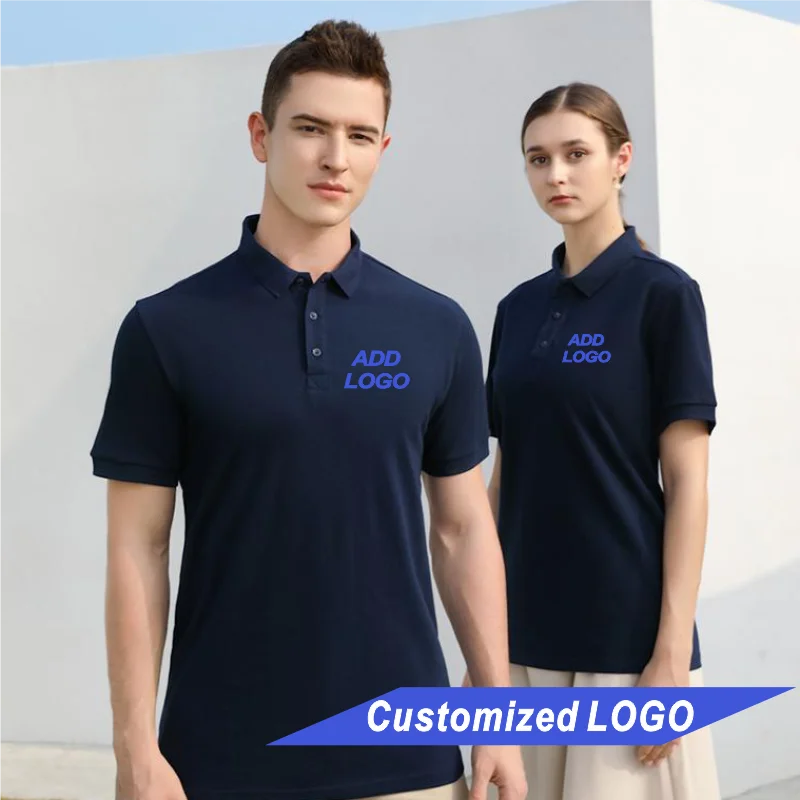 High Quality Men\'s 100% cotton PoloShirt Custom Embroidery PrintedCompany Logo Solid color short sleevedPolo shirt T-shirt