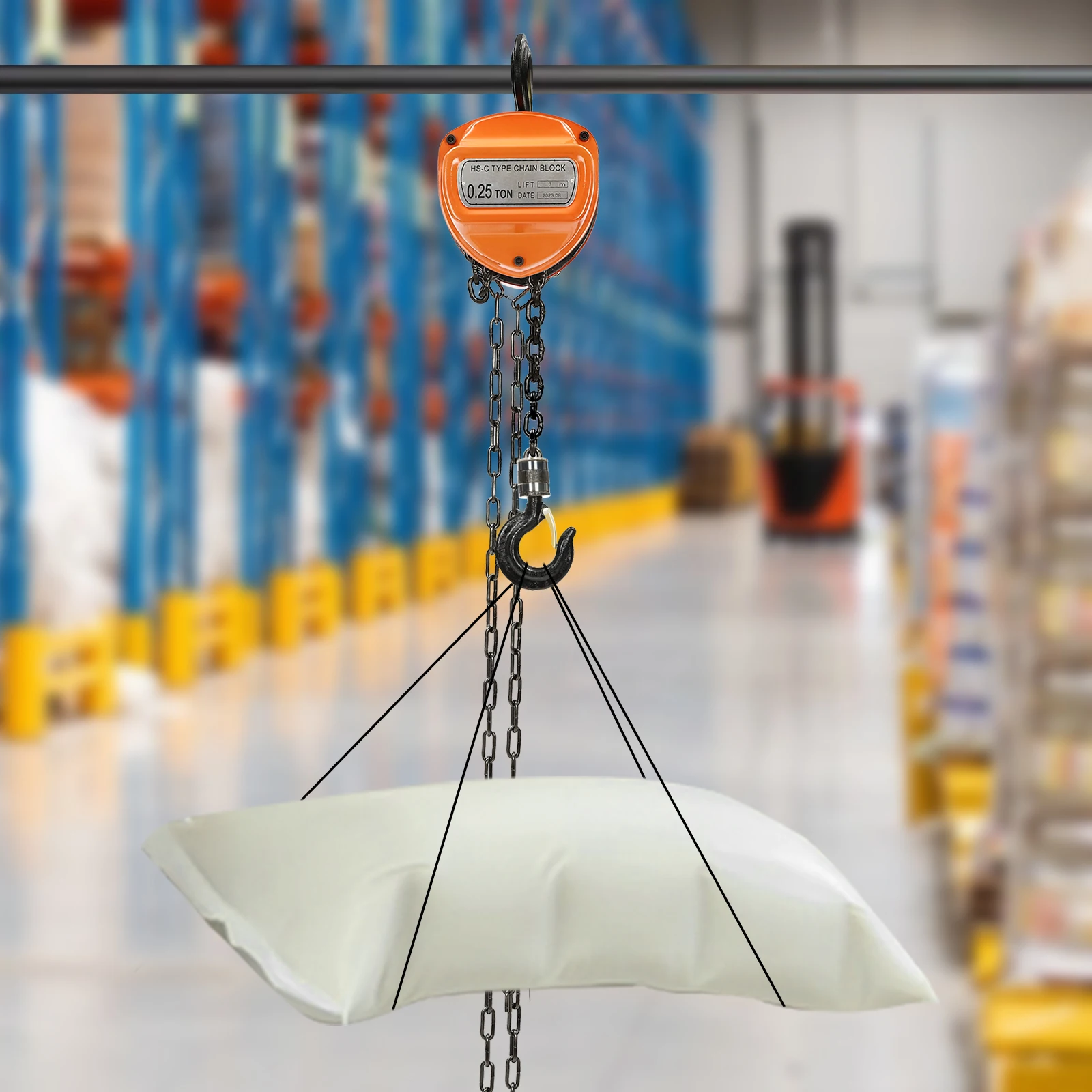 

Orange Alloy Steel 24*16*15cm Triangle Chain Block 0.25t 3m Chain Lifting Pulley Hoist