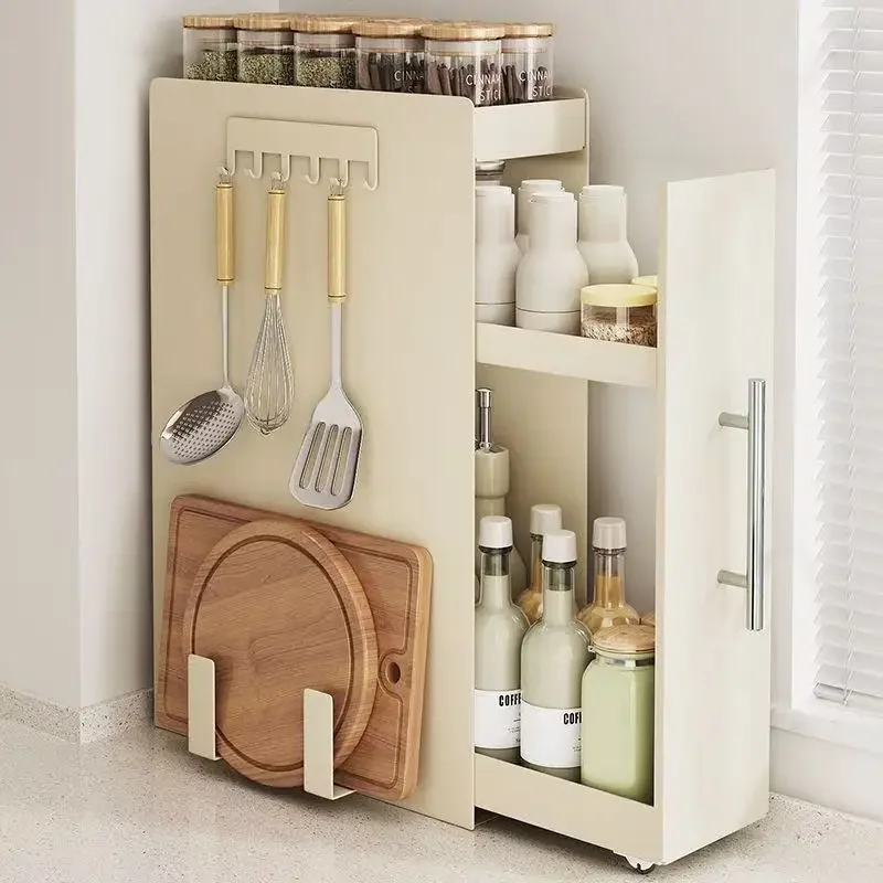 Pull-out Kitchen Storage Rack Corner Spice Seasoning Salt Sauce Vinegar Bottle Organize Kitchen Countertop Utensil Rack Cabinet
