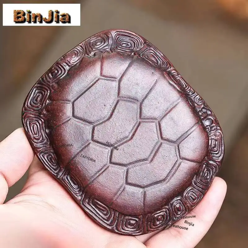 Handamde Turtle Shell Cup Cushion Yixing Iron Red Dragon Blood Sand Pot Pot Bearing Holder Zisah Pot Tea Table Kung Fu Teaset