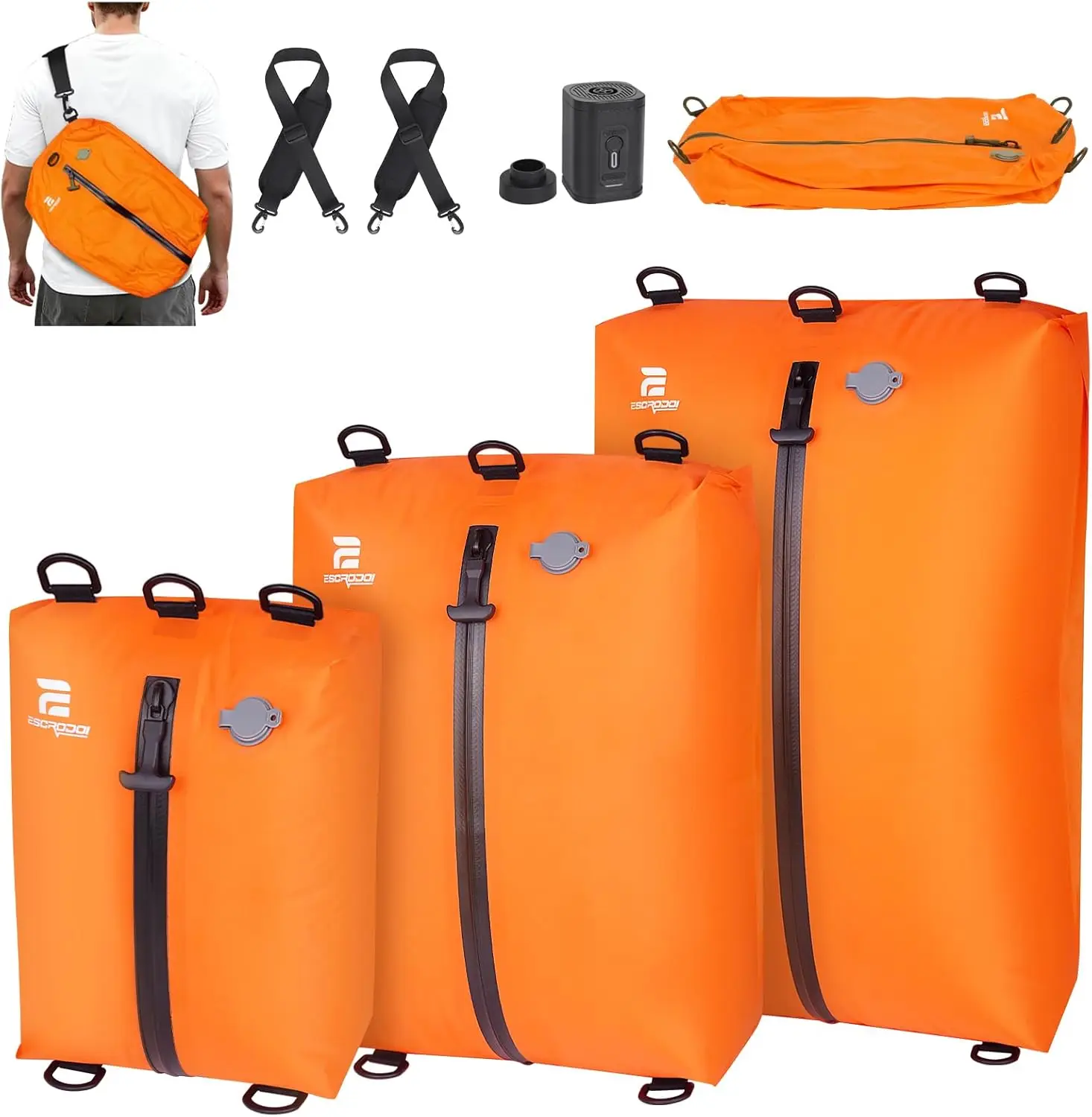 

3 Pack Reusable Travel Compression Bags with Pump 3 Sizes Waterproof Space Saver for Luggage Backpack