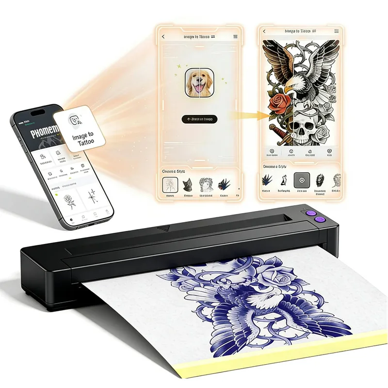 P19 Wireless Tattoo Stencil Printer Thermal Tattoo Printer Copier Machine Compatible with Phone & PC for Tattoo Design Transfer
