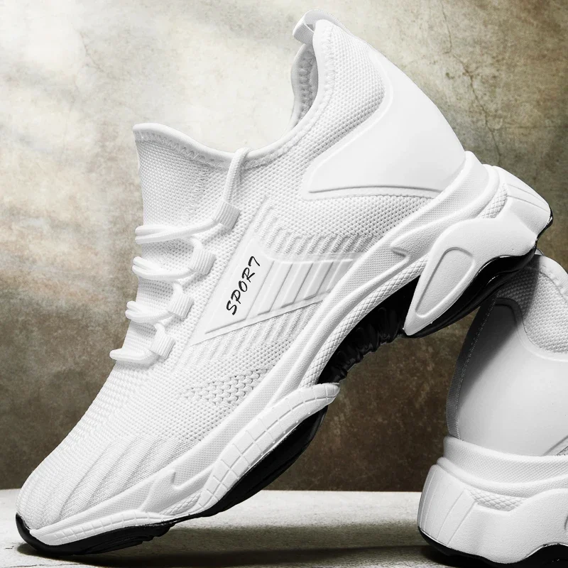 Summer Men Sneakers Elevator Shoes Breathable Casual Hidden 6cm Heels Height Increasing Shoes Breathable Mesh Shoes Taller Male