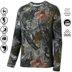 UPF50 + 2024 camisa de pesca de manga larga camuflaje de caza hombre al aire libre que absorbe la humedad Jersey ropa de pesca Tops