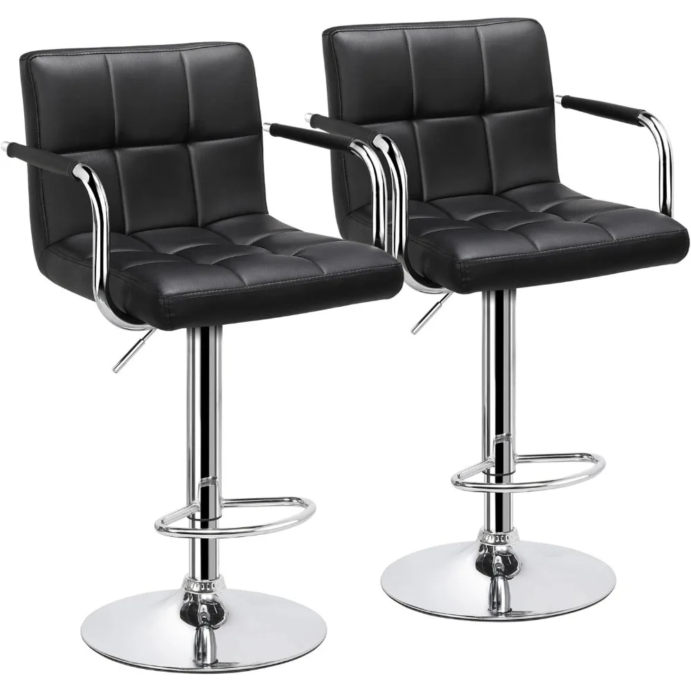 

Adjustable Counter Stools Set of 2, Synthetic Leather, Modern Swivel Barstools with Gas Lift, 360-Degree Swivel