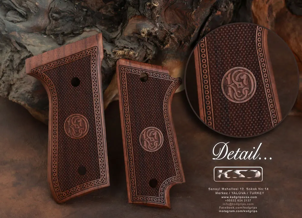 KSD Brand Beretta 92S Rare Compatible Walnut Grips Diamond (Frame)