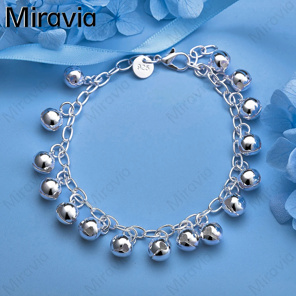 

Miravia 925 Sterling Silver Fourteen Small Bell Pendant Bracelet Woman Charm Fashion Wedding Party Gift Jewelry