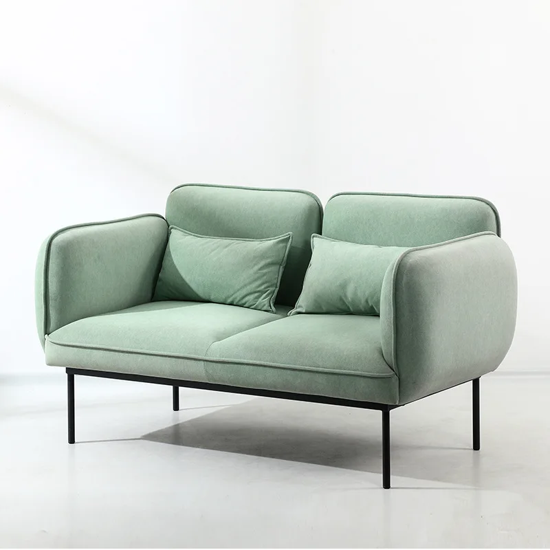 Fabric double sofa small apartment living room simple modern rental house small Nordic single lazy sofa apartment