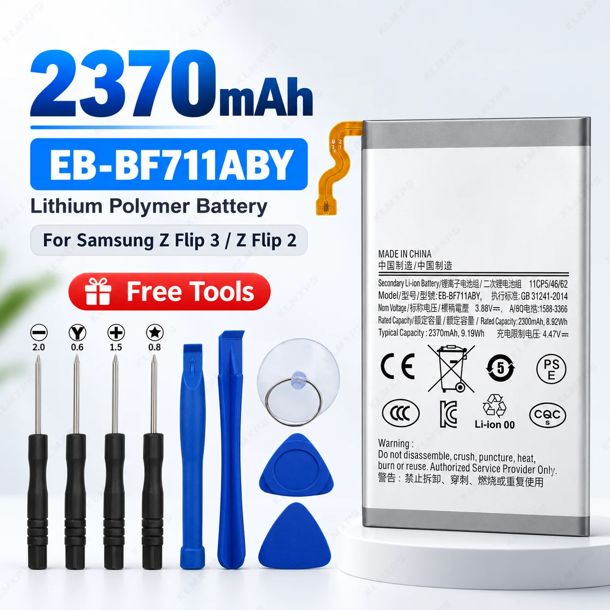 Brand New Dual Cell Battery EB-BF711ABY EB-BF712ABY with Disassembly Tool Kit Compatible Samsung Z Flip3 5G SM-F711 Series
